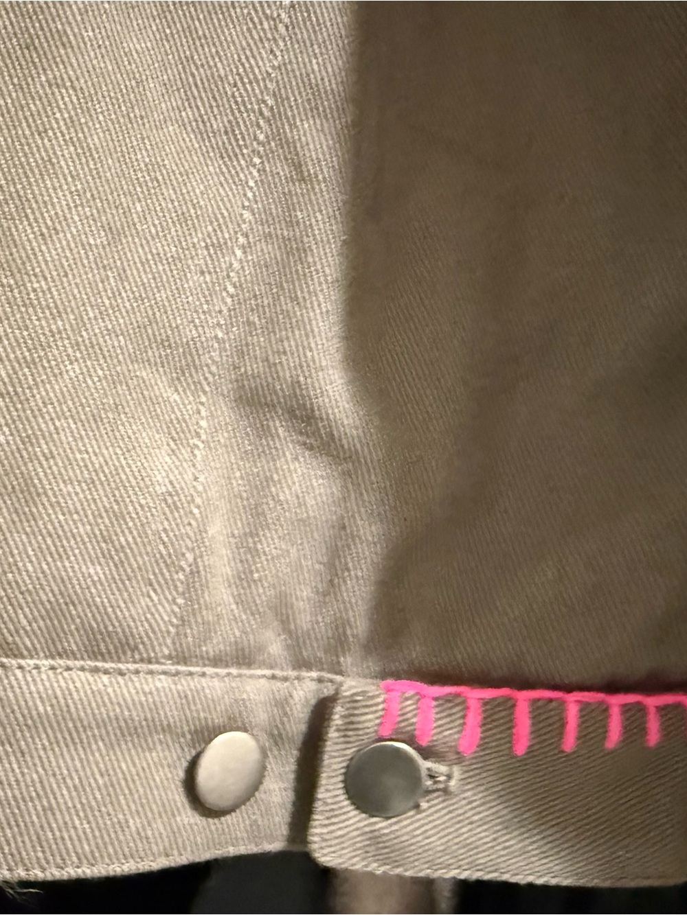 NATURAL LIFE Taupe Jacket with Teal Collar and Bright Pink Lining - Picture 3 of 6